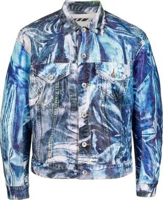 Graphic-Print Denim Jacket