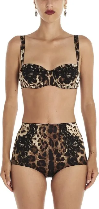 Dolce & Gabbana Leopard Print Balconette Lace Balco