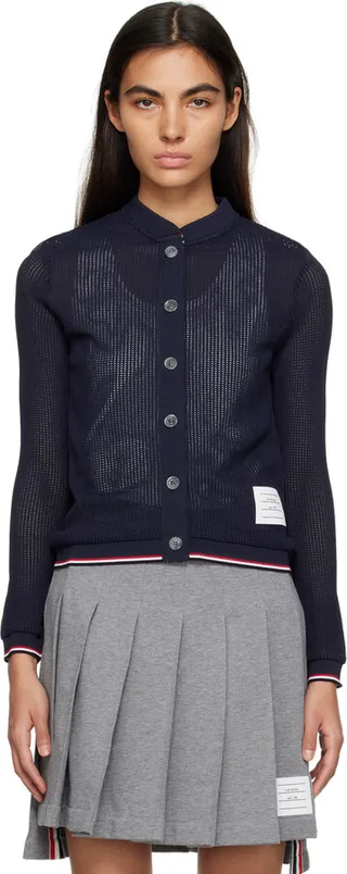 Thom Browne Navy Tipping Cardigan