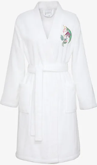 Womens Multicoloured Bahamas Flower-embroidered Organic-cotton Bath Robe