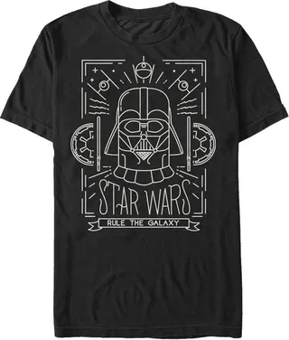 Men's Star Wars Darth Vader Line Art Card T-Shirt - Black - 3X Large