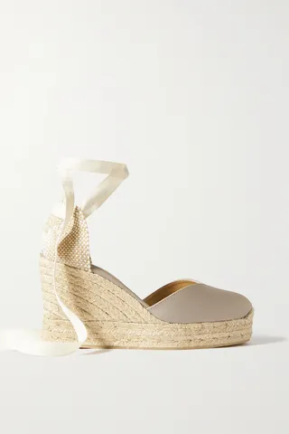 Castañer - + Net Sustain Chiara 80 Satin And Canvas Wedge Espadrilles - Gold