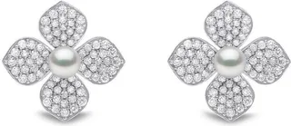18kt white gold Petal pearl and diamond earrings