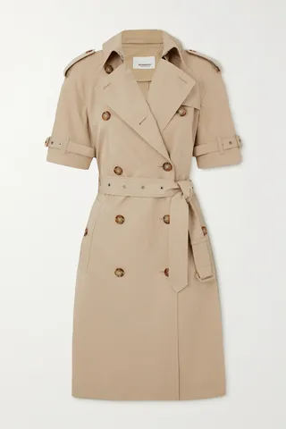 Burberry - Belted Double-breasted Cotton-twill Dress - Neutrals