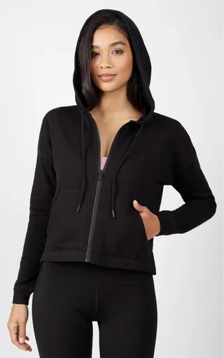 90 Degree By Reflex Womens Casual Fit Long Sleeve Hooded Fleece Jacket - Gray X Large