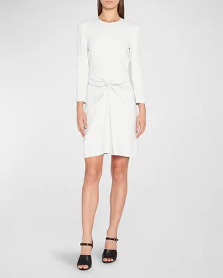 Ruched Long-Sleeve A-Line Dress