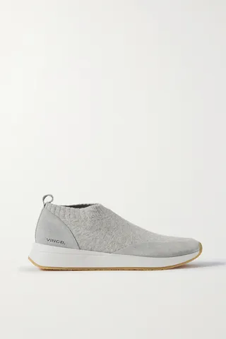 Vince - Oraya Suede-trimmed Stretch-knit Slip-on Sneakers - Gray