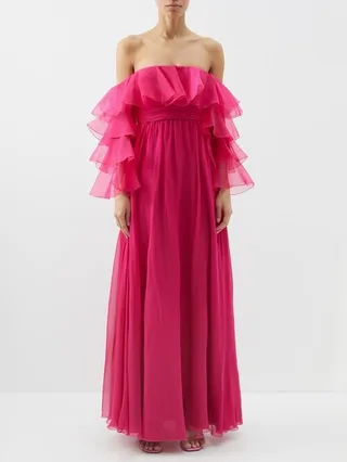 Off-the-shoulder Silk-georgette Gown