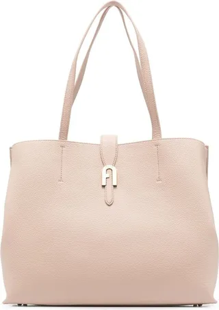 Logo-Plaque Leather Tote Bag