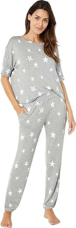Honeydew Intimates Sun Lover French Terry Lounge Set (Heather Grey Stars) Women's Pajama Sets