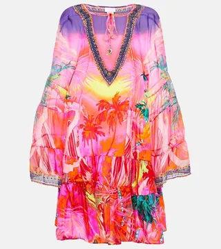 Embellished silk minidress