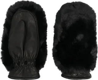 Faux-Fur Leather Mittens