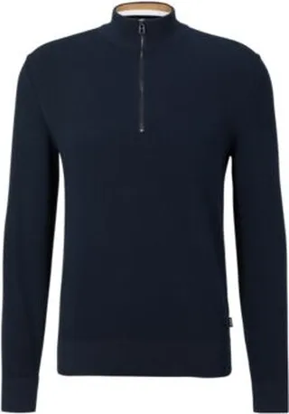 Structured-cotton regular-fit sweater with zip neckline