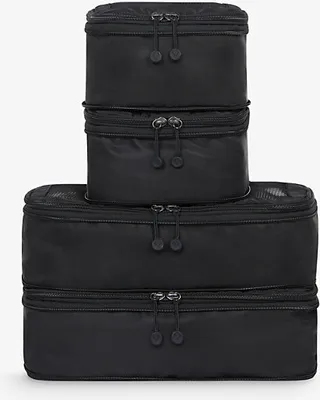 Black Chelsea Zipped Pack of Four Woven Travel Cubes