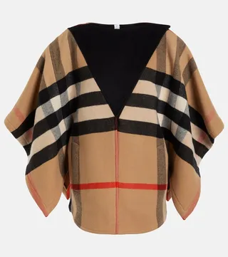Vintage Check cashmere cape