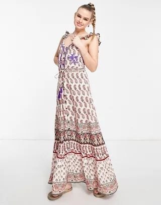 Raga Blooming Trails ruffle strap printed maxi dress in multi