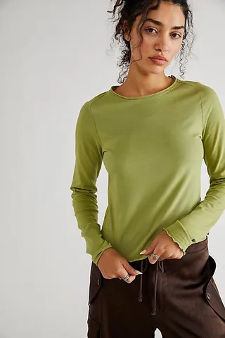 Sueded Jersey Be My Baby Long-Sleeve by We The Free at Free People