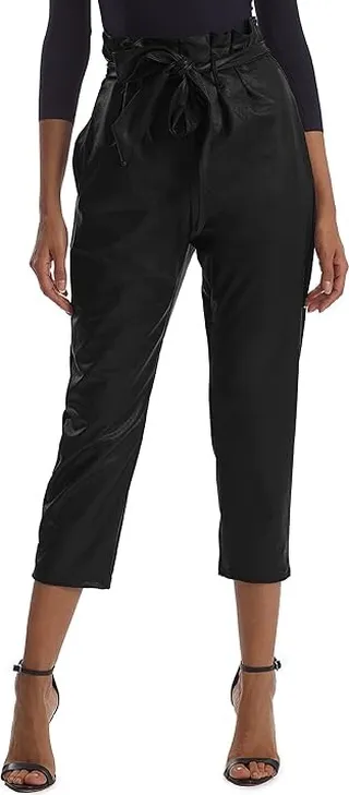 Commando Faux Leather Paperbag Pants SLG451 (Black) Women's Casual Pants