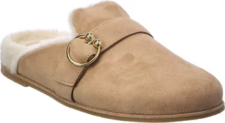 Stuart Weitzman Cozy Luxering Suede & Shearling Clog
