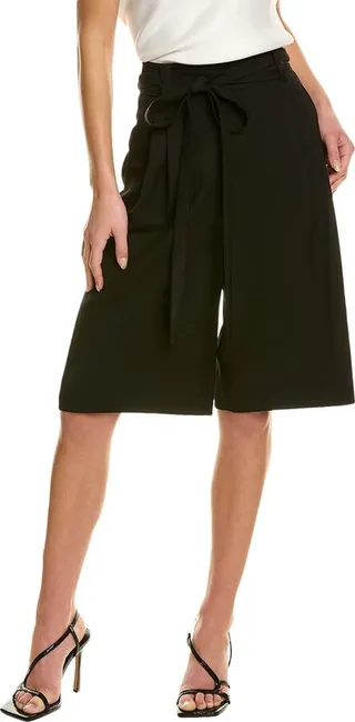 Valentino Belted Silk-Trim Wool Bermuda Short