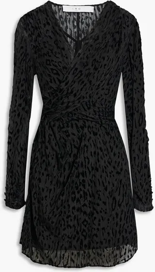 Layana wrap-effect devoré silk-chiffon mini dress