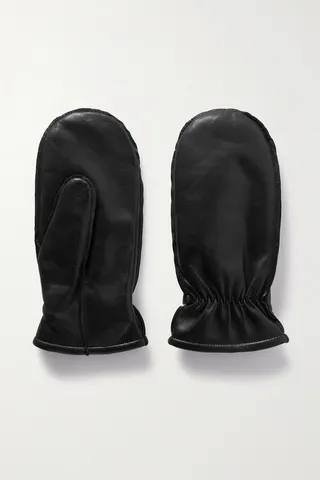 Portolano - Leather Mittens - Black