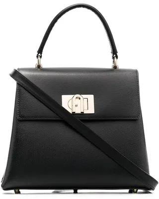Engraved-Logo Leather Tote Bag