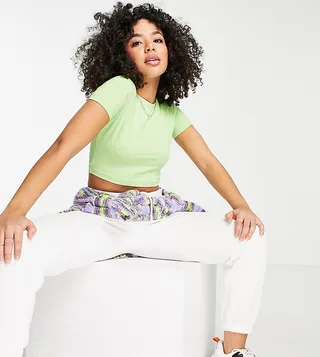 ASOS DESIGN Petite fitted crop t-shirt in lime
