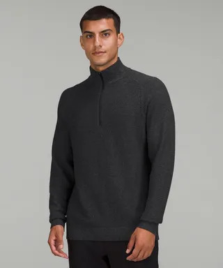 Textured Knit Half-Zip Sweater