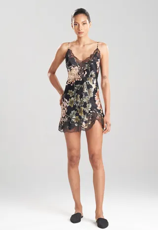 Kairaku Garden Charmeuse Lace Silk Chemise