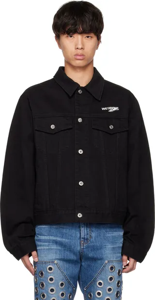 We11done Black Print Denim Jacket