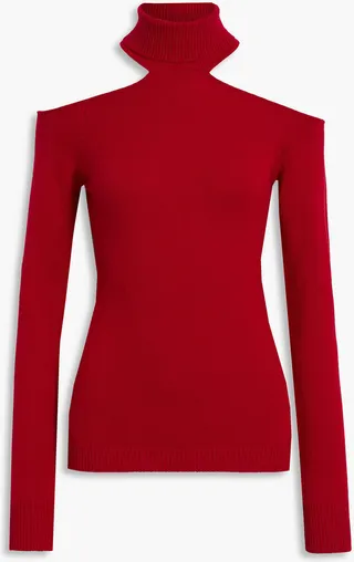 Coreene cold-shoulder cashmere turtleneck sweater