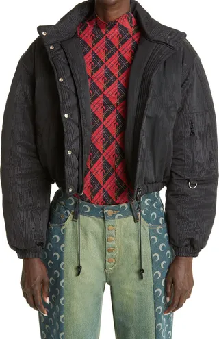 Crop Moiré Taffeta Puffer Jacket