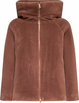 Herno High-Neck Faux Fur Jacket