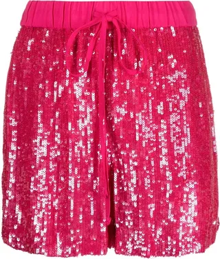 Sequin-Embellished Drawstring Shorts