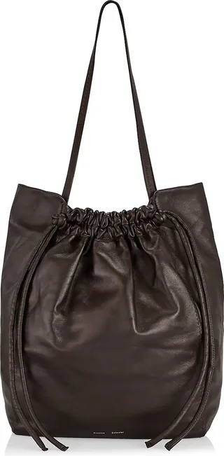 Drawstring Leather Tote