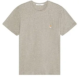 Maison Kitsune Fox Head Patch Classic Tee-Shirt in Grey