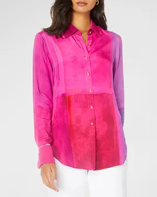 Gabriella Button-Down Colorblock Shirt