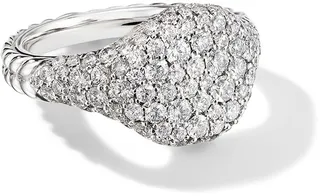 18kt white gold mini Chevron Pavé diamond pinky ring