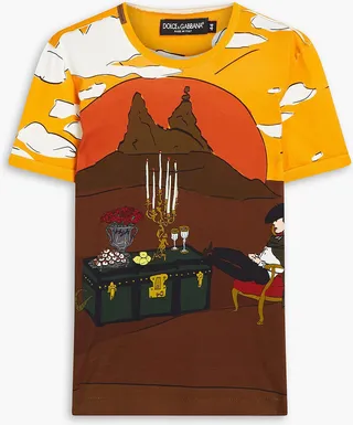 Printed cotton-jersey T-shirt