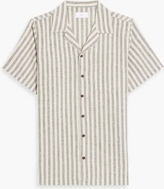 Striped linen-blend shirt