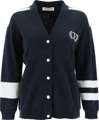 Valentino Logo Detailed V-Neck Cardigan
