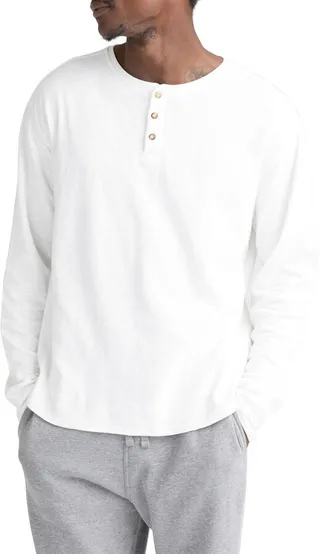 Slub Cotton Long Sleeve Henley