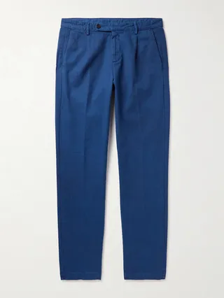 Ionio2 Straight-Leg Pleated Cotton-Gabardine Trousers