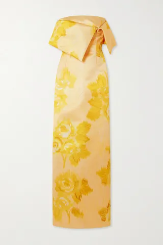 Emilia Wickstead - Strapless Draped Floral-print Sateen Gown - Yellow