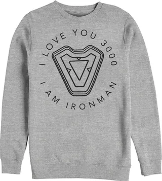 Men's Marvel I Am Iron Man Love 3000 Sweatshirt - Athletic Heather - Medium