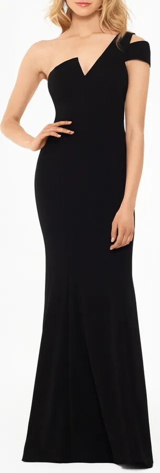 One-Shoulder Scuba Crepe Gown