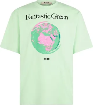 MSGM Graphic Printed Crewneck T-Shirt