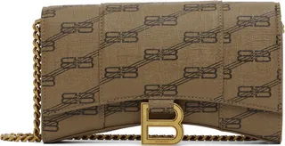 Balenciaga Brown Monogram Hourglass Wallet Chain Bag