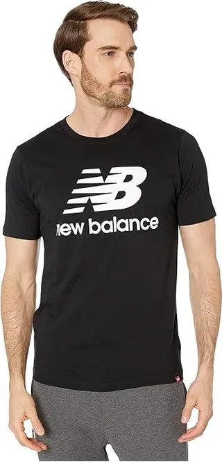 New Balance Essentials Stacked Logo Tee (Black) Men's Clothing